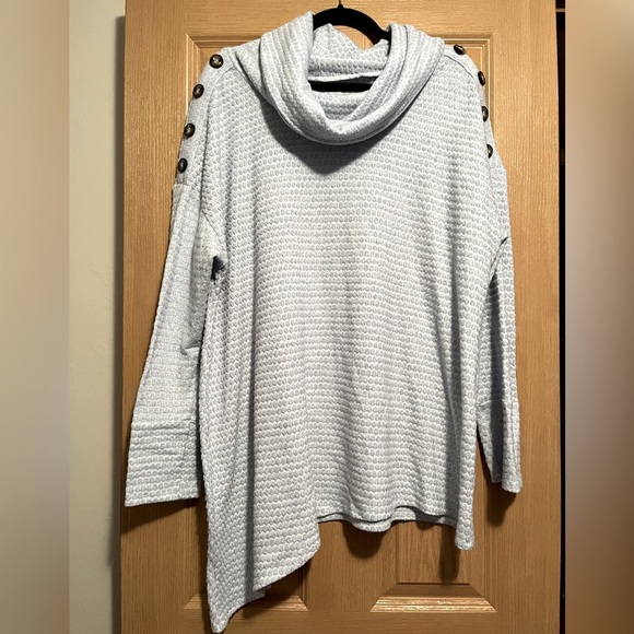 New York Laundry Asymmetrical  Textured Cowl Neck Sweater - Picture 1 of 11
